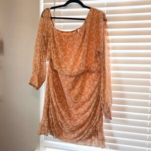 ASOS DESIGN embroidered off shoulder mini dress with ruched skirt